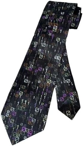 Black Binary Code Necktie – Tech-Inspired Tie with 1's and 0's Pattern for Programmers, Developers, and IT Professionals in Saudi Arabia