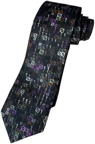 Black Binary Code Necktie – Tech-Inspired Tie with 1's and 0's Pattern for Programmers, Developers, and IT Professionals in Saudi Arabia