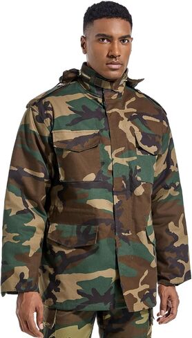 Men's Tactical M65 Field Jacket - Military Coat with Removable Hood, Fully Lined, Adjustable Waist & 4-Pocket Design in Saudi Arabia