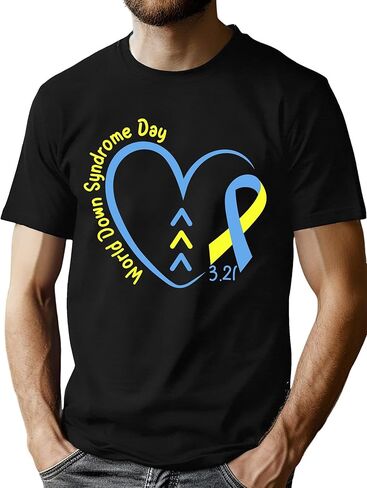 قمصان للتوعية بمتلازمة داون رجل عالم متلازمة داون يوم تي شيرت الحب القلب الشريط الجرافيك ملهمة تي شيرت in Kuwait