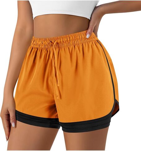 2 in 1 Running Shorts for Women Gym Yoga Workout Athletic Sports High Waisted Shorts with Liner Pockets in Saudi Arabia