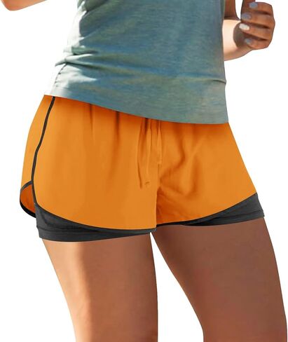 2 in 1 Running Shorts for Women Gym Yoga Workout Athletic Sports High Waisted Shorts with Liner Pockets in Saudi Arabia