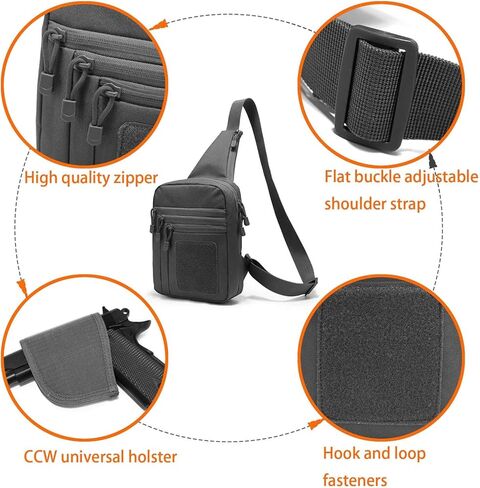 حقيبة حبال CCW للرجال والنساء، حقيبة حمل مخفية على الصدر، حقيبة كتف EDC مع حافظة للمسدس in Kuwait