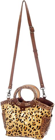 American Darling Cross body Bag Hair-On Cowhide Genuine Leather Western Purse with Hand Tooled Floral Carved Trim in Saudi Arabia