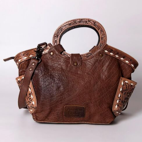 American Darling Cross body Bag Hair-On Cowhide Genuine Leather Western Purse with Hand Tooled Floral Carved Trim in Saudi Arabia