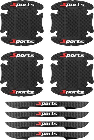 4 قطع واقي باب السيارة + 4 قطع واقي مقبض باب السيارة، واقي باب السيارة الرياضي من الخدوش، واقي حافة باب السيارة العالمي، ديكورات السيارات تناسب معظم السيارات، سيارات الدفع الرباعي، الشاحنة (أسود) in Kuwait