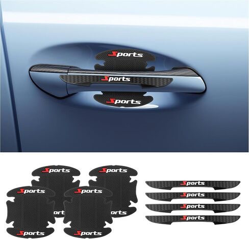 4 قطع واقي باب السيارة + 4 قطع واقي مقبض باب السيارة، واقي باب السيارة الرياضي من الخدوش، واقي حافة باب السيارة العالمي، ديكورات السيارات تناسب معظم السيارات، سيارات الدفع الرباعي، الشاحنة (أسود) in Kuwait