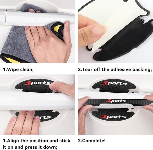 4 قطع واقي باب السيارة + 4 قطع واقي مقبض باب السيارة، واقي باب السيارة الرياضي من الخدوش، واقي حافة باب السيارة العالمي، ديكورات السيارات تناسب معظم السيارات، سيارات الدفع الرباعي، الشاحنة (أسود) in Kuwait