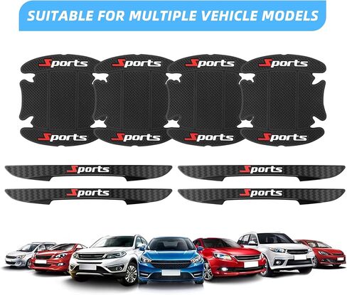 4 قطع واقي باب السيارة + 4 قطع واقي مقبض باب السيارة، واقي باب السيارة الرياضي من الخدوش، واقي حافة باب السيارة العالمي، ديكورات السيارات تناسب معظم السيارات، سيارات الدفع الرباعي، الشاحنة (أسود) in Kuwait