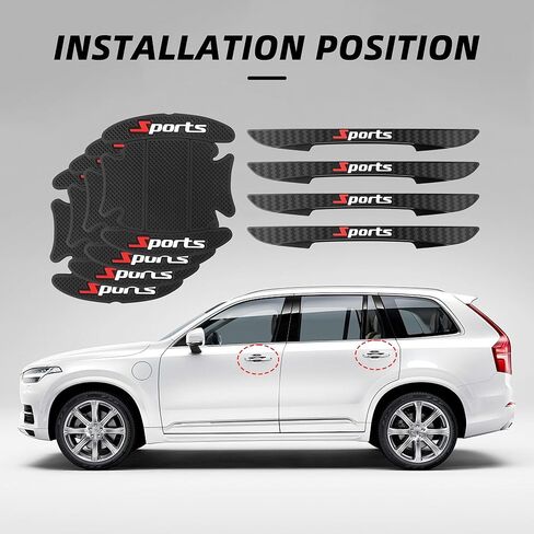 4 قطع واقي باب السيارة + 4 قطع واقي مقبض باب السيارة، واقي باب السيارة الرياضي من الخدوش، واقي حافة باب السيارة العالمي، ديكورات السيارات تناسب معظم السيارات، سيارات الدفع الرباعي، الشاحنة (أسود) in Kuwait