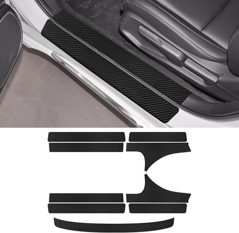 Bilisin 9PCS Car Door Sill Protector Compatible with Honda Accord 8th Gen 2008-2012,Carbon Fiber Leather Auto Trunk Door Sill Entry Guard Scratch Protector Accessories in Saudi Arabia