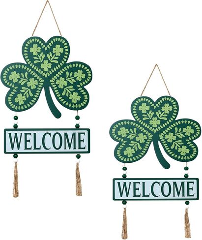 St Patrick's Day Decoration Shamrock Wreath for Front Door Seasonal Welcome Sign Decoration Wood Wreath for Hanging Outdoor Farmhouse All Season Hoilday Decor in Saudi Arabia