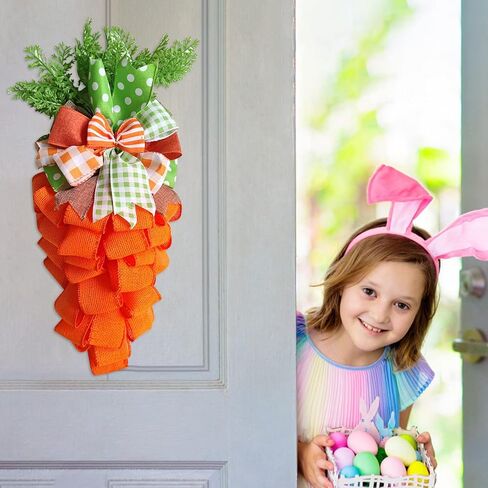 Easter Bunny Wreath Frame, Metal Wire DIY Garland Stand, Rabbit Carrot Shaped Wreath Form for DIY Ornaments & Decorations (Carrot) in Saudi Arabia