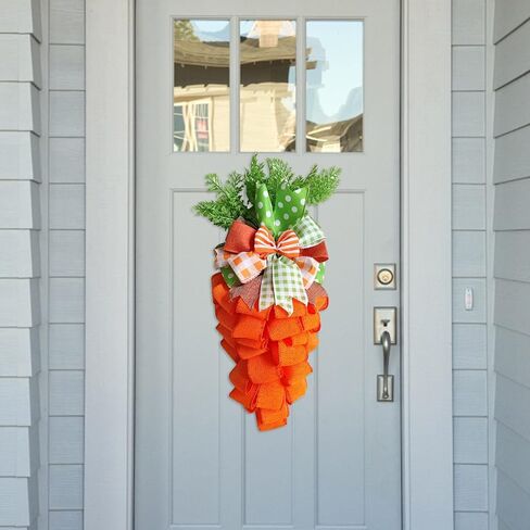 Easter Bunny Wreath Frame, Metal Wire DIY Garland Stand, Rabbit Carrot Shaped Wreath Form for DIY Ornaments & Decorations (Carrot) in Saudi Arabia