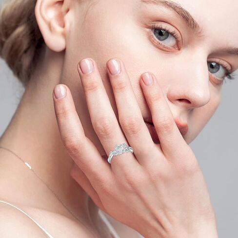 Diamond Rose Open Ring for Women 925 Sterling Silver Rose Flower Adjustable Finger Rings Jewelry Birthday Anniversary Christmas Gifts for Mom Wife Lover Girlfriend Her in Saudi Arabia
