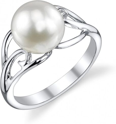 The Pearl Source 8-9mm Genuine White Freshwater Cultured Pearl Sandy Ring for Women in Saudi Arabia