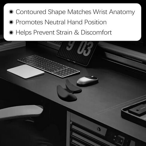 مسند معصم مريح للفأرة، دعم معصم الفأرة باليد اليمنى، انزلاق سلس، تصميم منحني مريح للألعاب والمكتب والكمبيوتر والكمبيوتر المحمول - أسود in Kuwait