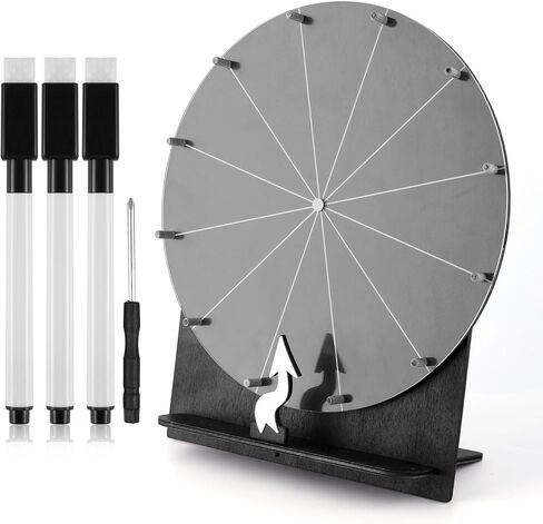 11.4 Inch Wedding Game Spinning Wheel, Wooden Prize Tabletop Spinner Erasable Raffle Spin The Wheel Game with Stand Roulette Wheel for Wedding Engagement Party School Family Games Baby Shower in Saudi Arabia
