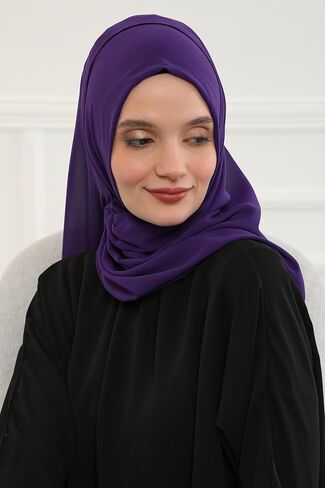 شال شيفون فوري بتصميم عائشة للنساء، عمامة متواضعة، غطاء رأس للحجاب، جاهز للارتداء، حجاب نسائي in Kuwait