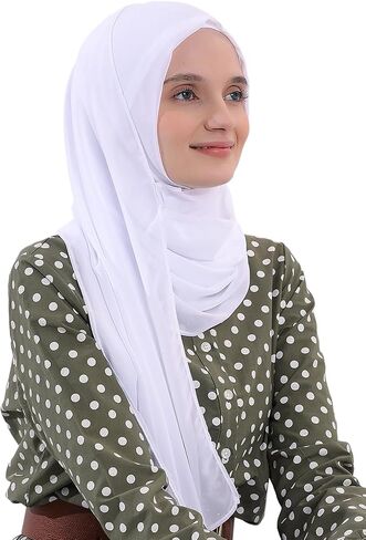 شال شيفون فوري بتصميم عائشة للنساء، عمامة متواضعة، غطاء رأس للحجاب، جاهز للارتداء، حجاب نسائي in Kuwait