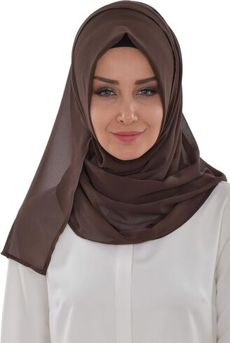 شال شيفون فوري بتصميم عائشة للنساء، عمامة متواضعة، غطاء رأس للحجاب، جاهز للارتداء، حجاب نسائي in Kuwait
