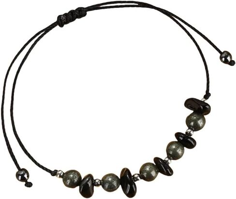 Handmade Iron Ore Beaded Bracelet for Women Natural Crystal Adjustable Stretch Wrist Jewelry Gift in Saudi Arabia