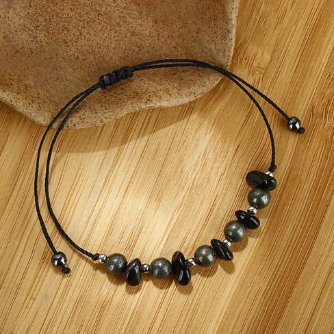 Handmade Iron Ore Beaded Bracelet for Women Natural Crystal Adjustable Stretch Wrist Jewelry Gift in Saudi Arabia