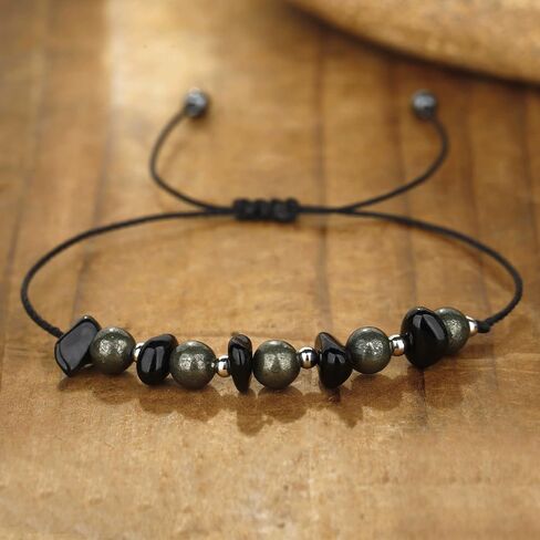 Handmade Iron Ore Beaded Bracelet for Women Natural Crystal Adjustable Stretch Wrist Jewelry Gift in Saudi Arabia