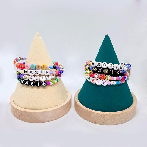 Magik 2 Pack Handmade Custom Name Seed Bead Bracelet or Anklet - Mama Stretch Beaded Bracelet for Women, Girls | Thoughtful Holiday Christmas, Mother's Day, Birthday Gift in Kuwait