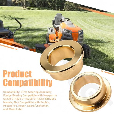 2 Pcs 532104239 Steering Assembly Flange Bearing Compatible with Husqvarna Poulan Rotary Craftsman GT200 GTH220 GTH2248 GTH2254 GTH2654, Replace 104239X in Kuwait