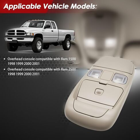 Overhead Console Assembly Compatible with R-A-M 1500 2500 1998-2001 with Dome Light & Sunglasses Storage 55350657 in Saudi Arabia