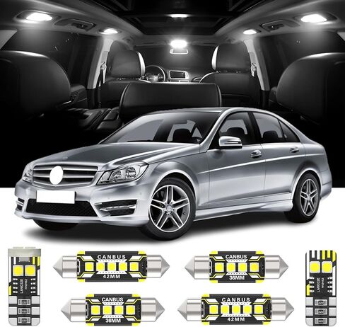 20 قطعة مصابيح LED داخلية بديلة لسيارة Mercedes Benz C-Class W204 S204 Sedan Wagon Estate 2007-2014 / C204 Coupe 2011-2015 لمبة LED داخلية بيضاء مع أداة تثبيت in Saudi Arabia