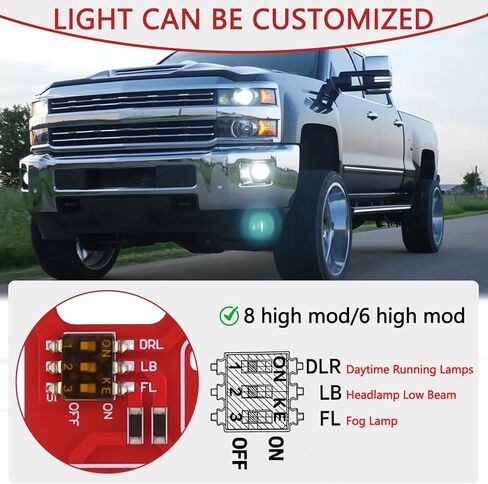 （Red）Lights Module 6 High Mod ＆ 8 high Mod, Compatible with 2003-2007 Chevy Silverado GMC Sierra 1500/2500/3500 Classic, Customizable lights mod for GM Low Beams High Beams & DRL in Saudi Arabia