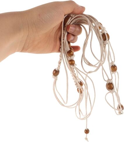Didiseaon Bohemian Braided Belt for Women, Woven Waistband with Wooden Beads, Lightweight Cream Waist Rope for Casual and Vacation Dresses in Saudi Arabia