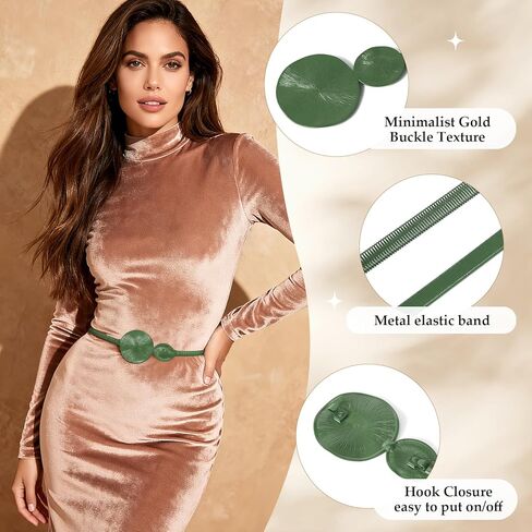 JASGOOD Women Skinny Stretch Metal Belt for Dress Thin Waist Belt for Women in Saudi Arabia