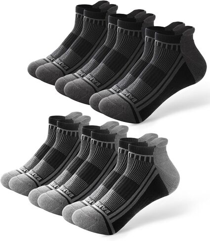 BAMBOO COOL Men's Ankle Socks Athletic Moisture Wicking Breathable Running Socks Cushioned Arch Support Heel Tab 6 Pack in Saudi Arabia
