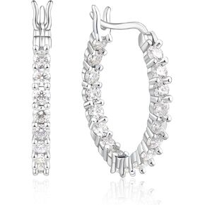 Moissanite Hoop Earrings for Women - 925 Sterling Silver Moissanite Earrings Hoop Earring Piercing Latch Back Real Moissan Hypoallergenic Jewelry Gifts in Saudi Arabia