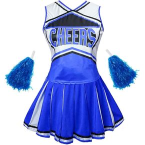 Cheerleading Costume for Women Classic Adult Cheerleader Uniform Outfit 3PCS Set Halloween Cosplay in Kuwait