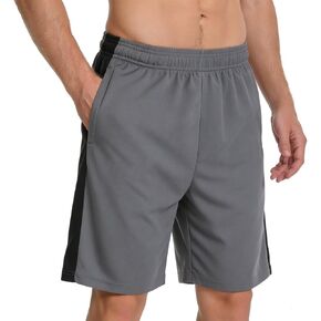شورت رياضي للجري للرجال من HQUEC، سريع الجفاف، خفيف الوزن، شبكي للتمرين مع جيوب بسحاب، صالة الألعاب الرياضية وكرة السلة والتنس in Kuwait