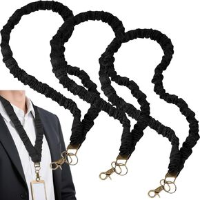 3 قطع من حبال سكرانشي السوداء لشارات الهوية والمفاتيح، قلادة سلسلة مفاتيح قابلة للسحب مع مشبك للمعلمين والممرضات والمدرسة والاستخدام المكتبي - قابلة للتمدد وقابلة للتعديل in Kuwait