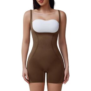 Shapewear Bodysuit shorts Brown Shapewear Full Body Compression Suit for Women Compression Bodysuit Women in Kuwait
