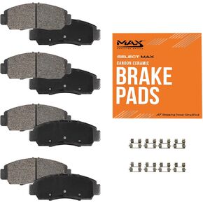 Max Advanced Brakes SelectMAX Front & Rear Brake Pads Set| Fits 2016-2019 Hyundai Sonata; 2017-2020 Kia Optima| Low-Dust & Quiet| Carbon Ceramic Brake Pad with Hardware| 8 Pcs in Kuwait