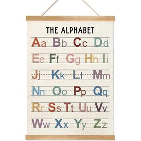 ملصق مخطط الحروف الأبجدية من HEYJEEPER، ملصق تعليمي للحروف الأبجدية مع إطار شماعات، ملصقات فنية جدارية ABC لملصقات تعلم الأطفال الصغار لغرف الأطفال وغرفة اللعب وديكور غرفة الأطفال مقاس 14 × 18.5 بوصة in Kuwait