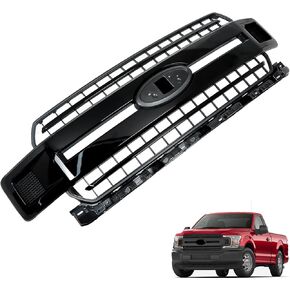 munirater Front Bumper Radiator Grille Assembly Glossy Black with Base Rail Replacement for 2018-2020 F150 Pickup 4-Door JL3Z8200 in Kuwait