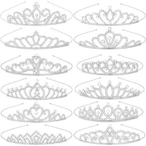 12 Pack Princess Crown Rhinestone Tiara Tiaras for Women Bulk Crowns Small Tiara Bulk for Women Birthday Christmas Party Bridal Wedding Prom in Kuwait