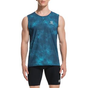 قميص Sanken الرجالي للتمرين بدون أكمام باللون الأزرق بدون خياطة سريع الجفاف بدون أكمام قميص للجري في صالة الألعاب الرياضية ماراثون in Kuwait