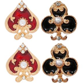 4 قطعة بطاقات اللعب دبابيس سترات مزخرفة بالمينا القلب نادي بوكر بروش دبوس شارات طوق ظهره وشاح قبعة ديكور in Kuwait