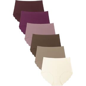 Bolivelan Womens Seamless High Waisted Underwear No Show Full Coverage Wave Edge Bikini Panties 6 Pack in Kuwait