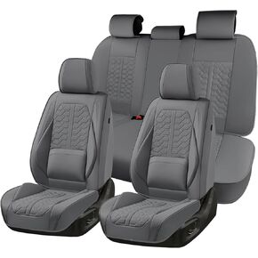 أغطية مقاعد جلدية سوداء من Huidasource، مجموعة كاملة من أغطية مقاعد السيارة الأمامية والخلفية، أغطية وسائد مقعد ملتفة بالكامل 360 درجة، 5 مقاعد مناسبة لمعظم شاحنات السيارات وسيارات الدفع الرباعي in Kuwait