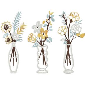 colorleaf 3 Piece Lightweight Metal Wall Decor, Bathroom Wall Art Minimalist Flower Artwork for Kitchen Living Room Bedroom, Housewarming Gifts (13.7" x 6") in Saudi Arabia